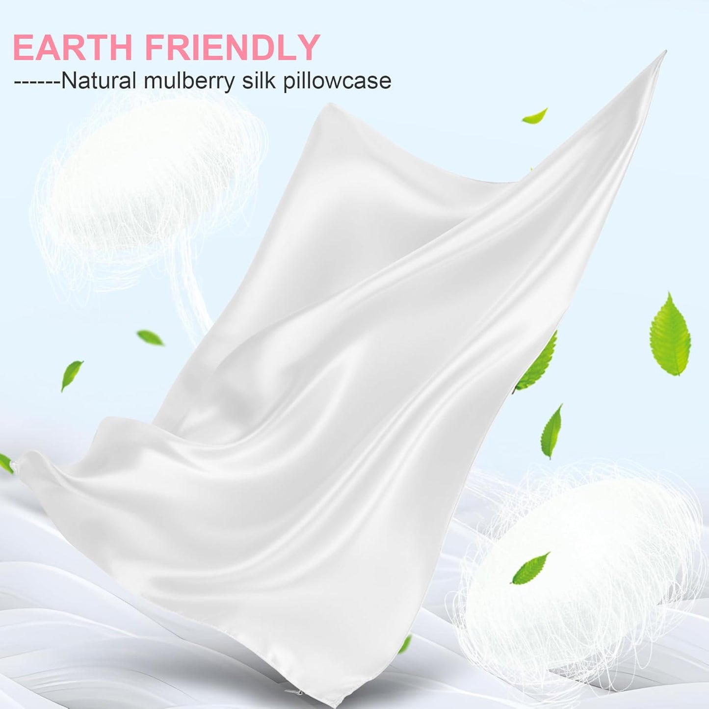 Skiennix Silk Pillowcases - 2 Pack Queen Size | Mulberry Silk for Hair & Skin, Soft Cooling Set - Pure White