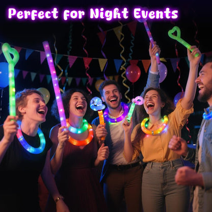 LovesTown 12PCS Glow Sticks for Kids, Glow in the Dark Party Favors Supplies, Light Up Fidget Pop Tubes for Birthday Party Favors Gifts Dance Camp, Goodie Bags Stuffers