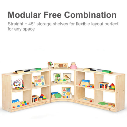 KRAND 4-Cubby Montessori Storage Bookcase – Kids Shelf Organizer for Toys, Books & Art Supplies, Toddler Cabinet Furniture for Playroom, Daycare, Preschool, Kindergarten & Nursery