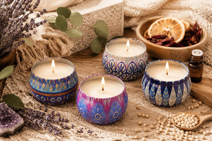 Scented Candles Gift Set for Home 4 Pack Large 4.4 Oz Soy Wax Candles, Aromatherapy for Relaxation & Stress Relief, Lavender Rose Lemon Fig, Long Lasting Birthday Gifts for Women, Her, Mother's Day