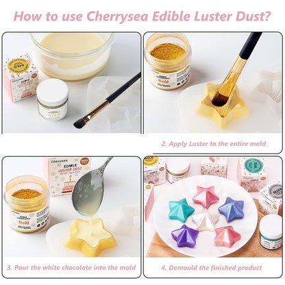 Edible Luster Dust Rose Gold10 Grams, Food Grade Cake Luster Dust Tasteless Dessert Dusting Powders for Baking Cherrysea Food Coloring Powder for Cupcakes, Cake Pops,Fondant,Chocolate, Candy