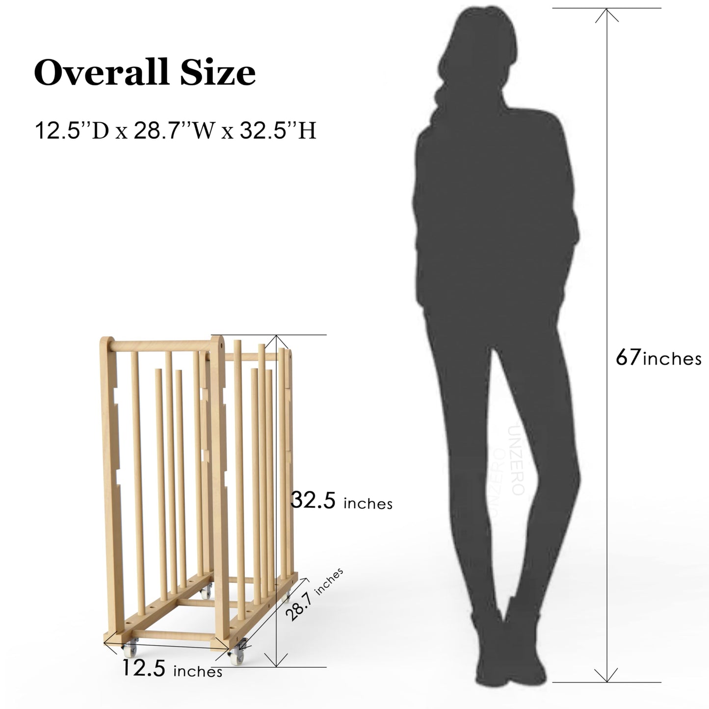 UNZERO Enhanced Art Storage Rack with 4 Additional Dowels - Canvas Storage and Art Drying Rack with Wheels