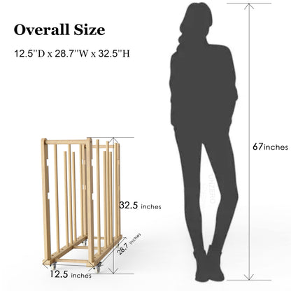 UNZERO Enhanced Art Storage Rack with 4 Additional Dowels - Canvas Storage and Art Drying Rack with Wheels