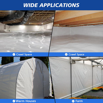 Crawl Space Vapor Barrier - 10 mil (12' x 100'), Thick Plastic sheeting, Drop Cloth Moisture Barrier Covering for Crawl Space Encapsulation, Blackout Plastic Painters Tarp, Black and White Panda Film