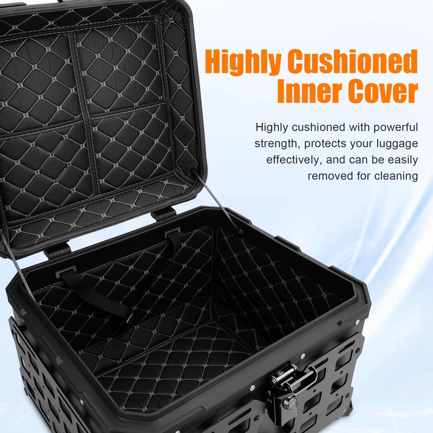 GEARZONE 55L Motorcycle Top Case with Molle Panel Universal Motorcycle Top Box for Motorcycles Suitable for Stowing Helmets and Luggage