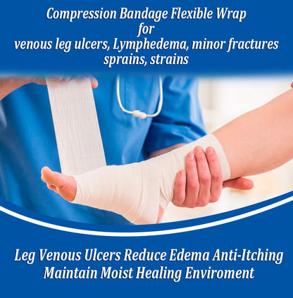 Sion Biotext Flexible Unna Boot Fabric Bandages with Zinc and Calamine, First Aid Kit Emergency Supplies, Ankle Brace Compression Bandage Wrap, Wound Care Supplies, 4 Inches X 30 Feet