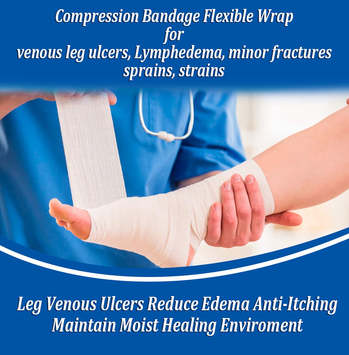 Sion Biotext Flexible Unna Boot Fabric Bandages with Zinc and Calamine, First Aid Kit Emergency Supplies, Ankle Brace Compression Bandage Wrap, Wound Care Supplies, 4 Inches X 30 Feet