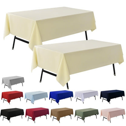 ZarzaaSik 2-Pack 60x102 inch Beige Table Cloths, Solid Stain and Wrinkle Resistant Oblong Tablecloth, Premium Plain Weave Polyester Fabric Rectangle Table Linen Covers for Hotel, Wedding