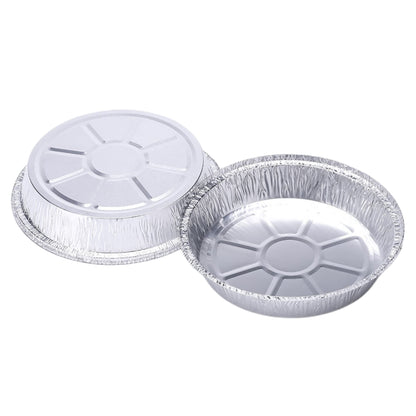 WHDepot 8'' Inch Round Tin Foil Pans Disposable Aluminum Pans with Clear Lids (30 Pack), Freezer & Oven Safe - For Baking, Cooking, Storage, Roasting, & Reheating, Recyclable, Pack of 30