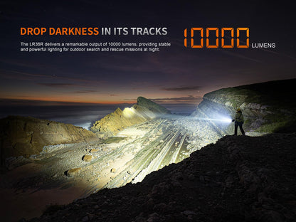Fenix LR36R 10000 Lumen LEP Long Throw Beam Search and Rescue Flashlight with EdisonBright Charging Cable Carrier