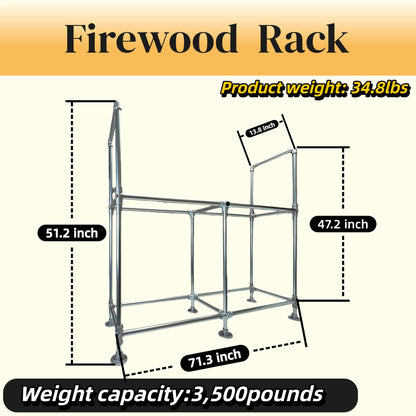 YVZMG 6ft Heavy Duty Firewood Rack with Double Layer Design,Equipped with Firewood Rack Cover,Load-bearing Capacity 3500 lbs. Suitable for outdoor and indoor firewood storage