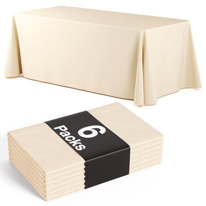 Exquisite 6 Pack Ivory Plastic Table Cloth - 70 x 120" Rectangle Disposable Tablecloth for Parties - Rectangle Tablecloth - Disposable Table Cloths for Parties - Great for Picnics And Formal Events