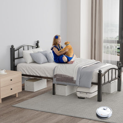 Blbeed Metal Twin Bed Frames, Noise-Free Design & Underbed Storage Heavy Duty Bed Frames with Headboard No Box Spring Needed/Tool-Free Assembly