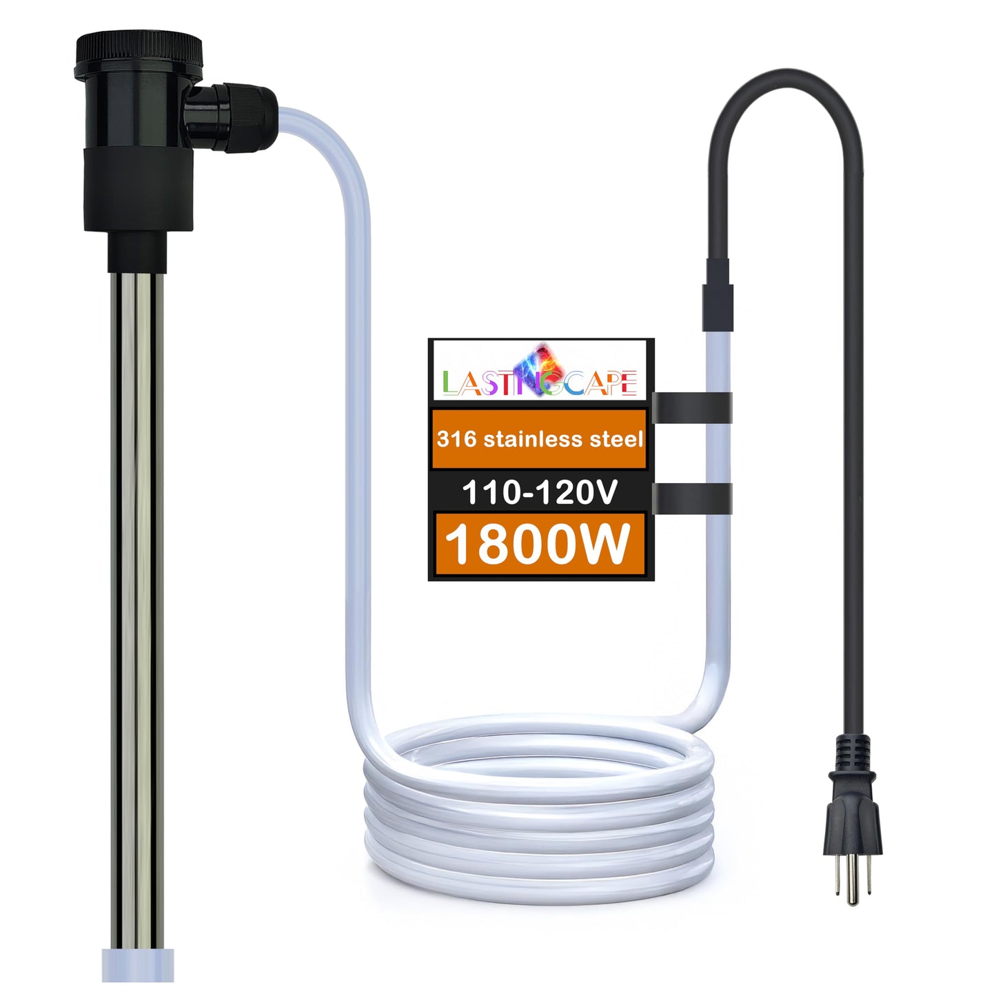 LASTINGCAPE 1800W Fully Submersible Pool & Hot Tub Portable Electric Immersion Water Heater with Auto Shut Off, WiFi Timer for Swimming Pool, Above Ground Pool, Spa, Bathtub and Baptismal Pool