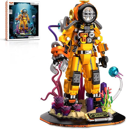 Steampunk Diver Building Set for AdultsDeep Sea Explorer Model ToysHome Office Decor Building Blocks with BaseSTEM Gift for Teen 14+(1287 Pieces)