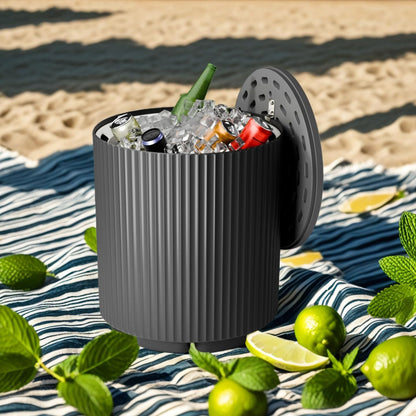 FONTOI Outdoor Cooler Side Table 2 Pack, 2 in 1 Ice Chest Side Table,as Cooler Side Table,Cooler Table for Patio, Parties Picnics, Beach, Black