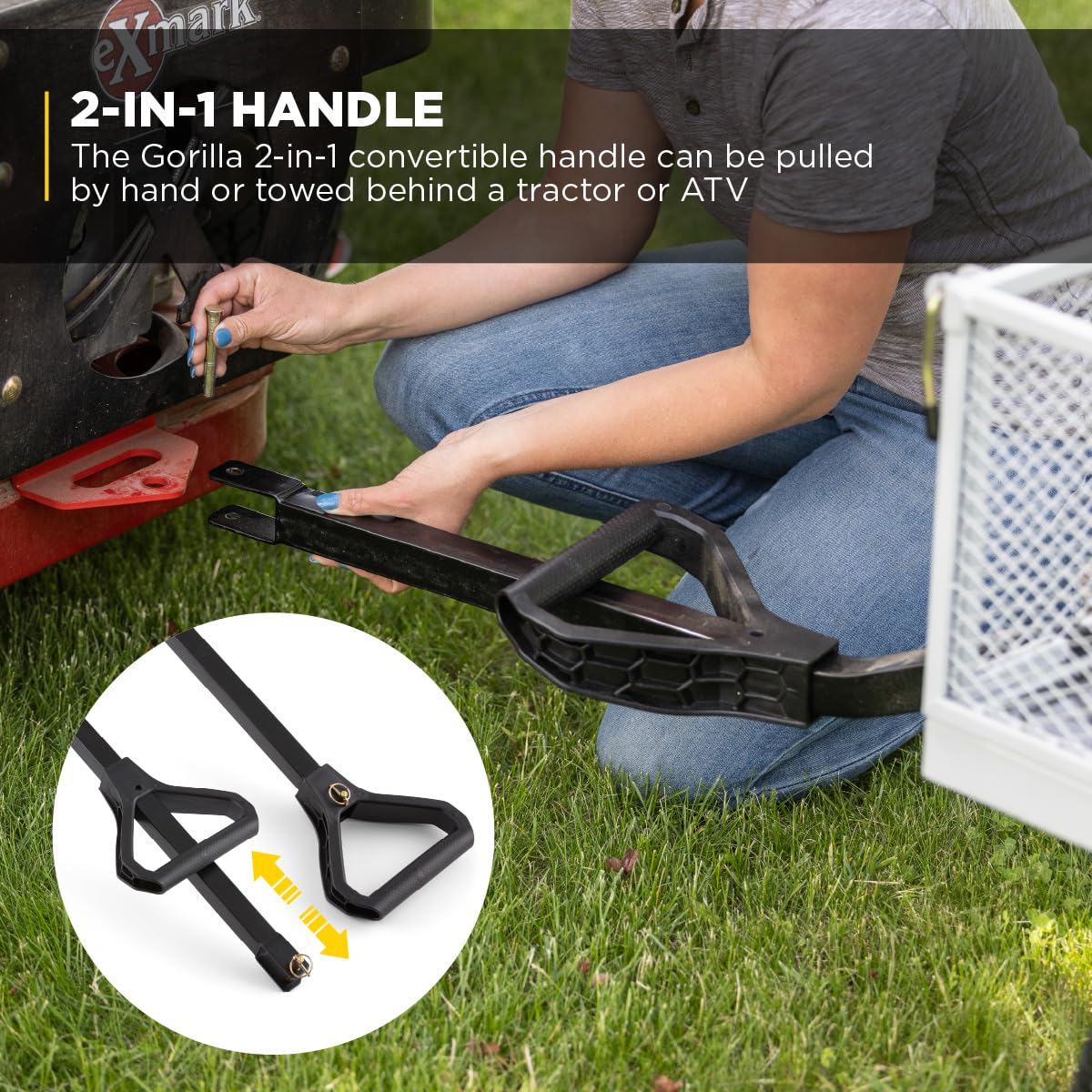 Gorilla Carts Steel Utility Garden Cart, 1,000-Pound Capacity, Gray - Heavy-Duty Outdoor Wagon with Removable Sides, 13-Inch Pneumatic Tires, and Convertible Pull or Tow Handle