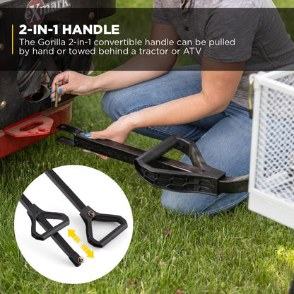 Gorilla Carts Steel Utility Garden Cart, 1,000-Pound Capacity, Gray - Heavy-Duty Outdoor Wagon with Removable Sides, 13-Inch Pneumatic Tires, and Convertible Pull or Tow Handle