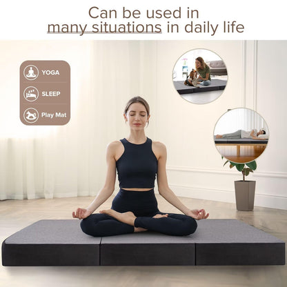 Vamcheer Tri Folding Mattress Full Size - 6 Inch Foldable Mattress for Travel/RV/Camping/Guest Room/Yoga, 73"x52"x6" Tri-fold Memory Foam Cushion with Washable Cover
