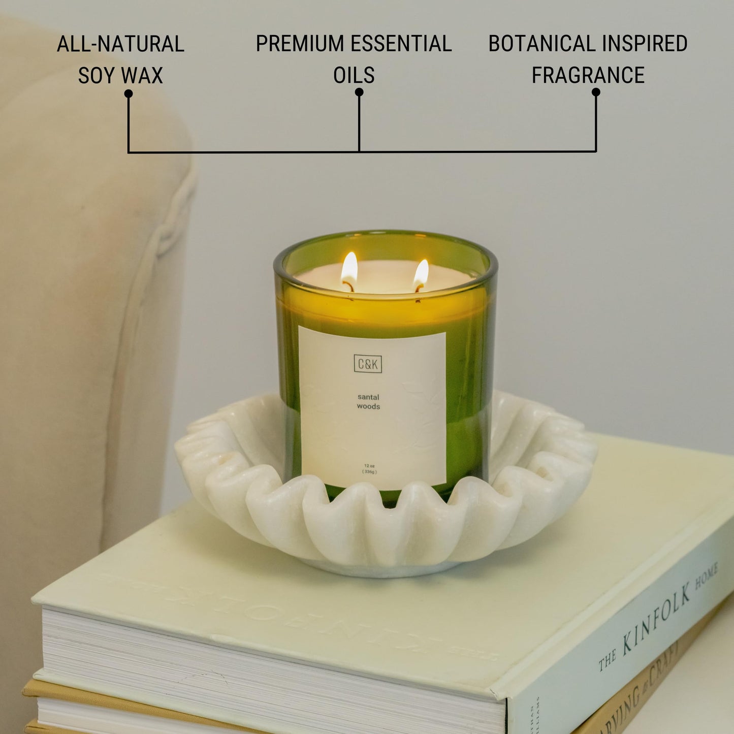 Craft & Kin 12oz Mayan Copal Scented Candles for Home | Premium Green Scented Candles for Men | Made with Natural Soy | Winter Candles Gifts for Men and Women | Nature Collection