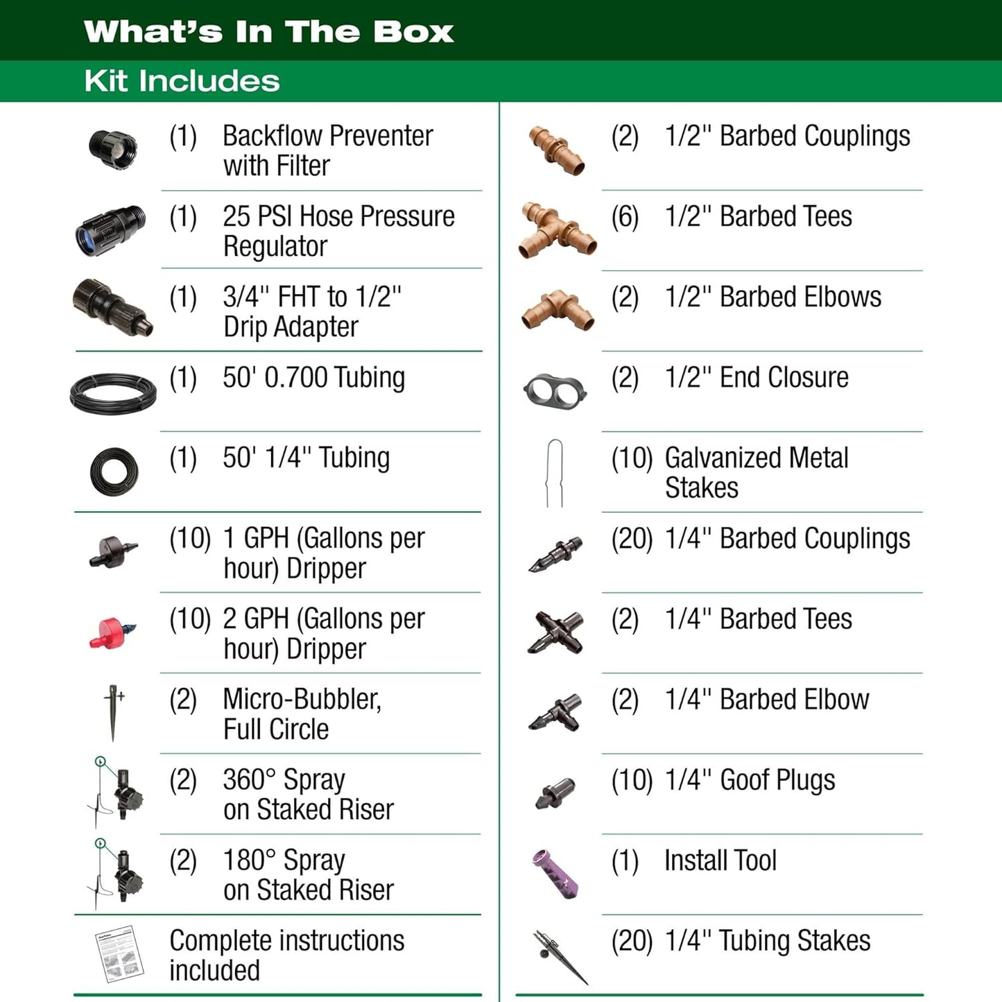 Rain Bird LNDDRIPKIT Drip Irrigation Kit - Efficient Landscape & Garden Watering System with Drippers & Micro-Bubblers
