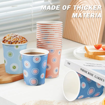 SIUQ 300 Pack Paper Cups 8 oz, Disposable Coffee Cups, Paper Coffee Cups 8 oz, Colourful Hot/Cold Beverage Drinking Cup for Water Juice or Tea, Office Party Home Travel - Daisy