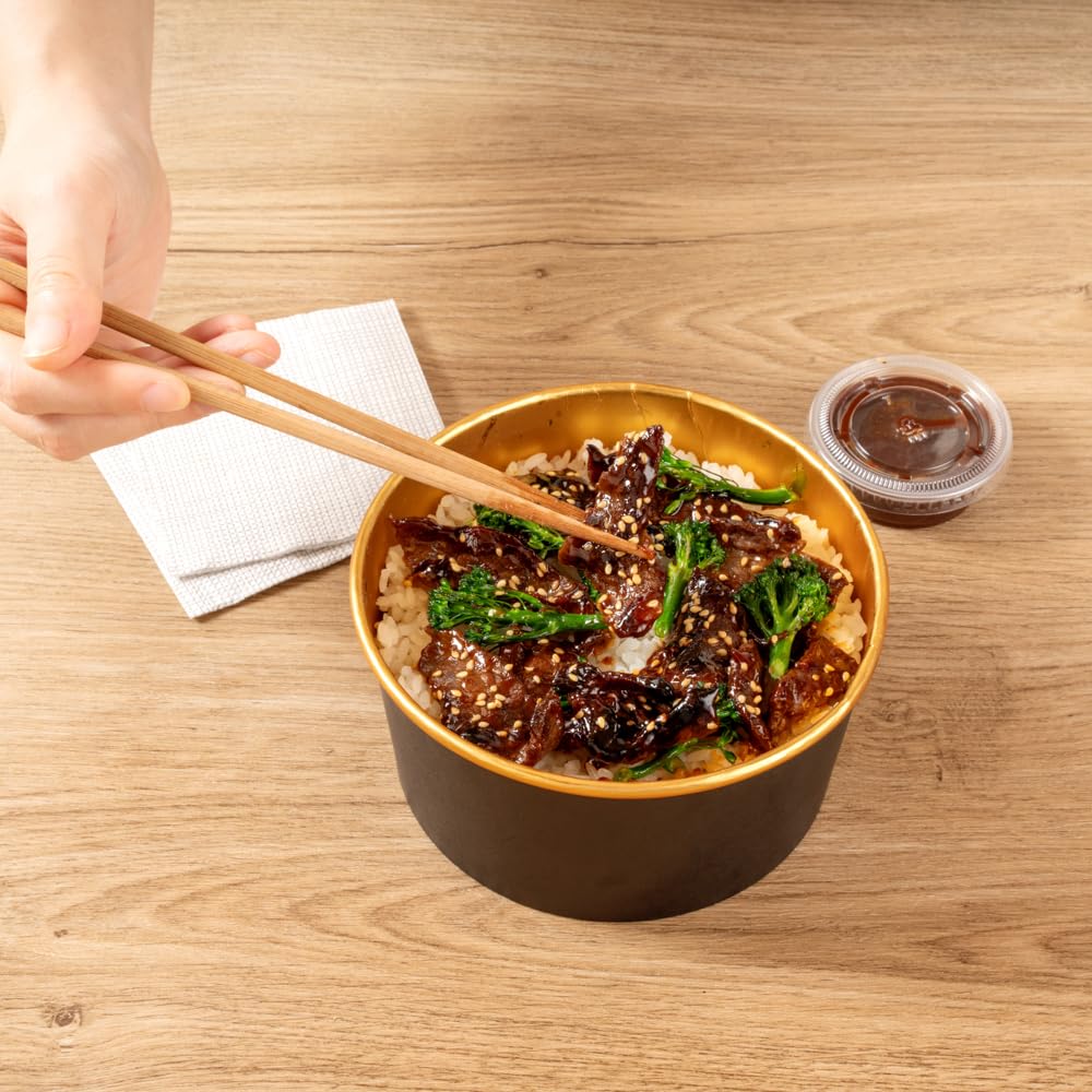 Foil Lux 33.4 OZ Take Out Containers, 200 Insulated Foil Lining Food Containers - Greaseproof, Black And Gold Paper To Go Food Containers, For Hot Or Cold Foods, Lids Sold Separately - Restaurantware