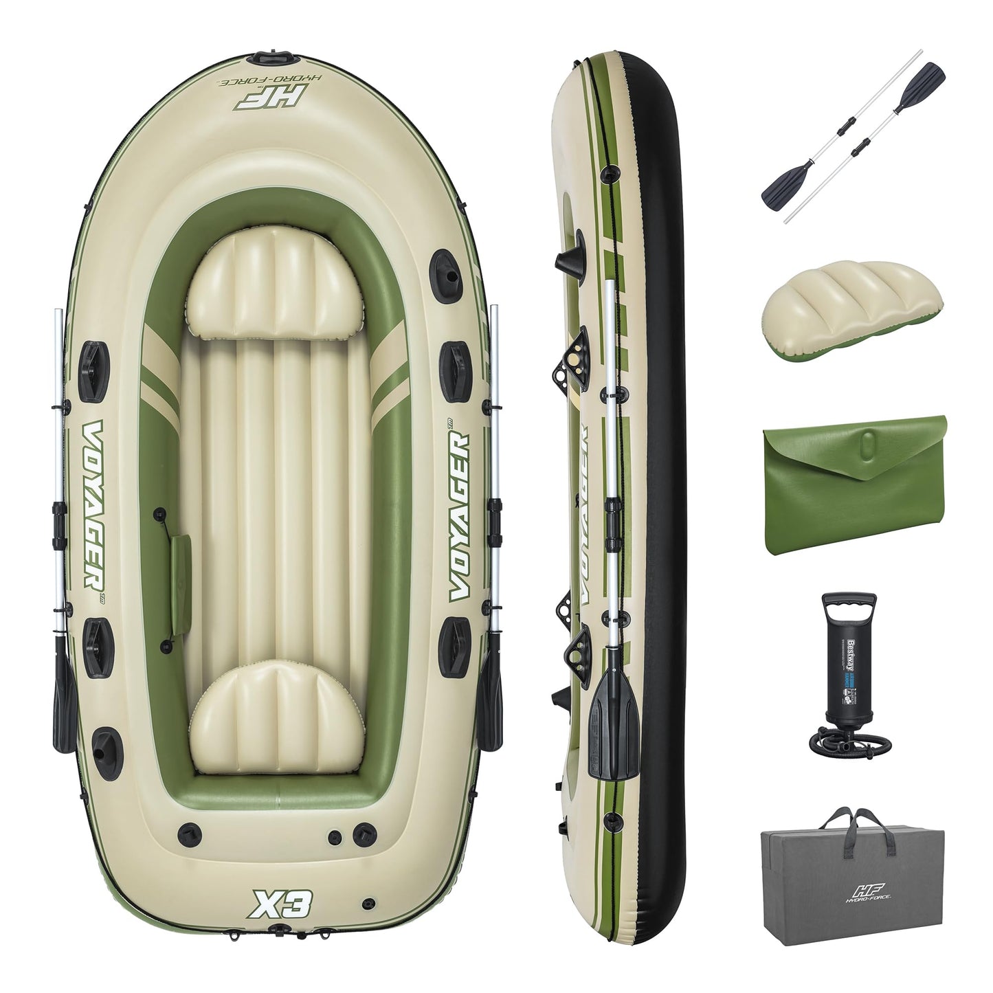 Hydro-Force Voyager X3 Inflatable Raft Set 9'8"