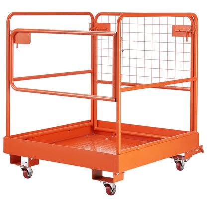VEVOR Forklift Man Basket, 36.6 x 36.6 Inch Forklift Safety Cage with 4 Wheels, 1200 lbs Capacity Heavy Duty Work Platform, Collapsible Lift Basket Safety Set, for Most Aerial Jobs Lifting Loader