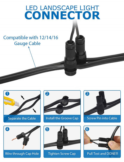 SUNVIE Low Voltage Landscape Well Lights, 12W LED, IP67 Waterproof, 10 Pack with Connectors, Warm White, Black