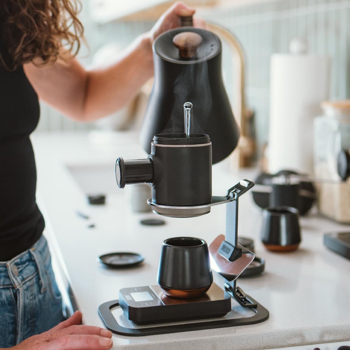 WACACO Picopresso Portable Espresso Maker with Official Stand Bundle - Complete Manual Coffee Maker Kit for Home & Travel