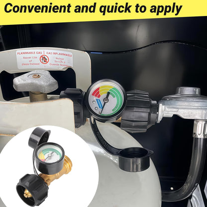 Propane Tank Gauge - QCC1/Type 1 Connection for 5-20 lb LP Tanks | Ideal for RVs, Grills & Heaters