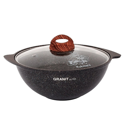 TM KUKMARA Aluminum Wok Kazan Cooking Pot with Lid inchGranit ultra inch 4.8-qt. (4.5 L) Camping Cookware Kitchen Pot