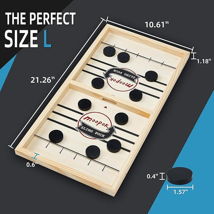 Fast Sling Puck Game - Fast Action Super Foosball Table Desktop Battle Slingshot Wooden Air Hockey Board Game -Guaranteed Fun for Family Game Night or Friends Party