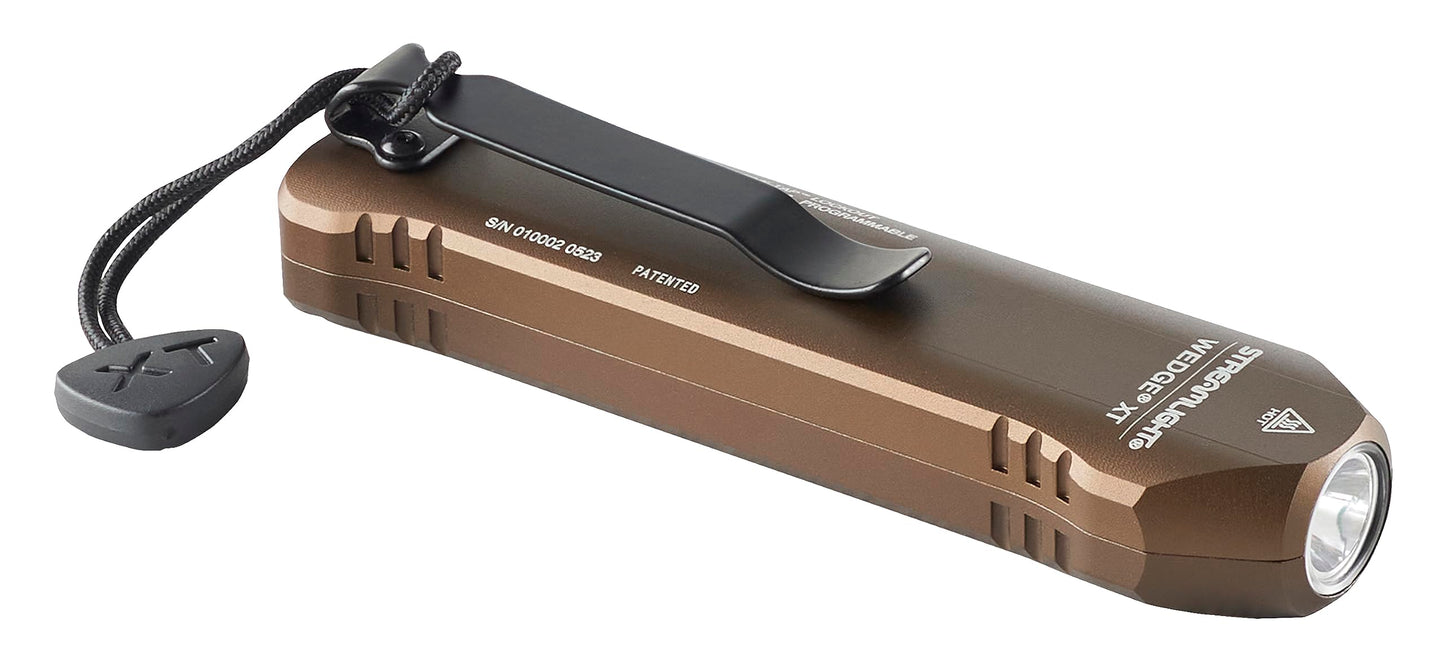 Streamlight 88813 Wedge XT 500-Lumen 1,900-Candela Flat Everyday Carry Flashlight, Includes USB-Cable and Pocket Lanyard, Coyote