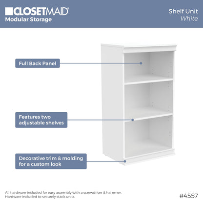 ClosetMaid Modular Shelf & Shoe Storage System Kit, 15.91" D x 80.35" H x 21.38" W, White