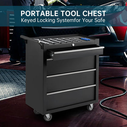 ActiveTrail 4-Drawer Rolling Tool Chest Cabinet,Portable Tool Storage Cart with Smooth Wheels,Lockable Toolbox Organizer with Drawer Liners,Heavy-Duty Steel Tool Cabinet for Garage and Workshop Use