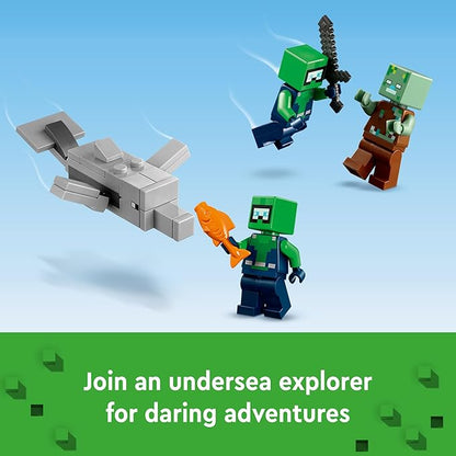 LEGO Minecraft The Axolotl House 21247 Building Toy Set Creative Adventures at a Colorful Underwater Base Includes a Diver Explorer Dolphin Drowned and More Minecraft Toy for 7 Year Old Kids