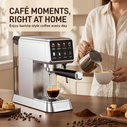 Mecity 20 Bar Espresso Machine with Milk Frother, Touchscreen Coffee Maker for Espresso, Americano & Over Ice Coffee, Compact Stainless Steel Latte & Cappuccino Maker