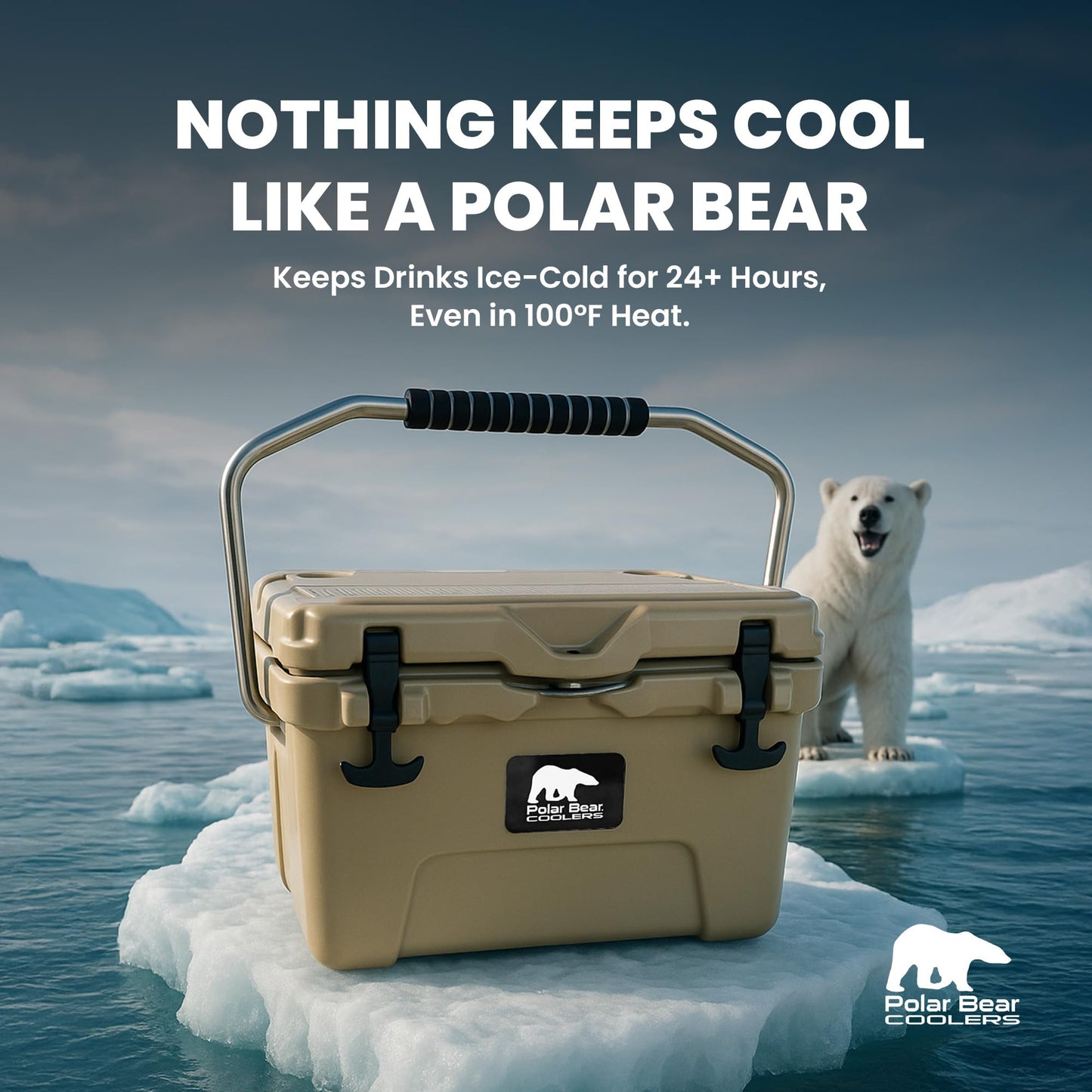 Polar Bear Coolers - 20 Can Hard-Sided Cooler - Ice Chest for Camping, Travel, Sports Events, or Fishing - Insulated Hard Shell Cooler - Heavy-Duty & Portable - Keeps Ice up to 5 days - 20 qt, Desert