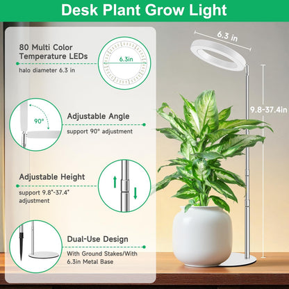 Aokrean Grow Lights - Full Spectrum Indoor Plant Lights with Adjustable Height & Auto Timer | 2 Pack