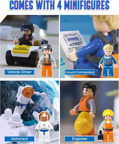 City Space Launch Center Building Set Rocket Launchpad Building Kit with 4 Astronaut Minifigures for STEM Role-Play Gift Toys for Boys 6-12 Compatible with Lego Space 424 PCS