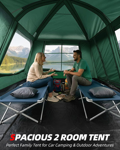 Abahub 10 Person Tent for Camping, Family Cabin Tents with 2 Rooms and 2 Doors, Large Tent with Rainfly, Porch, 4 Windows, 14ft x 10ft x 81in