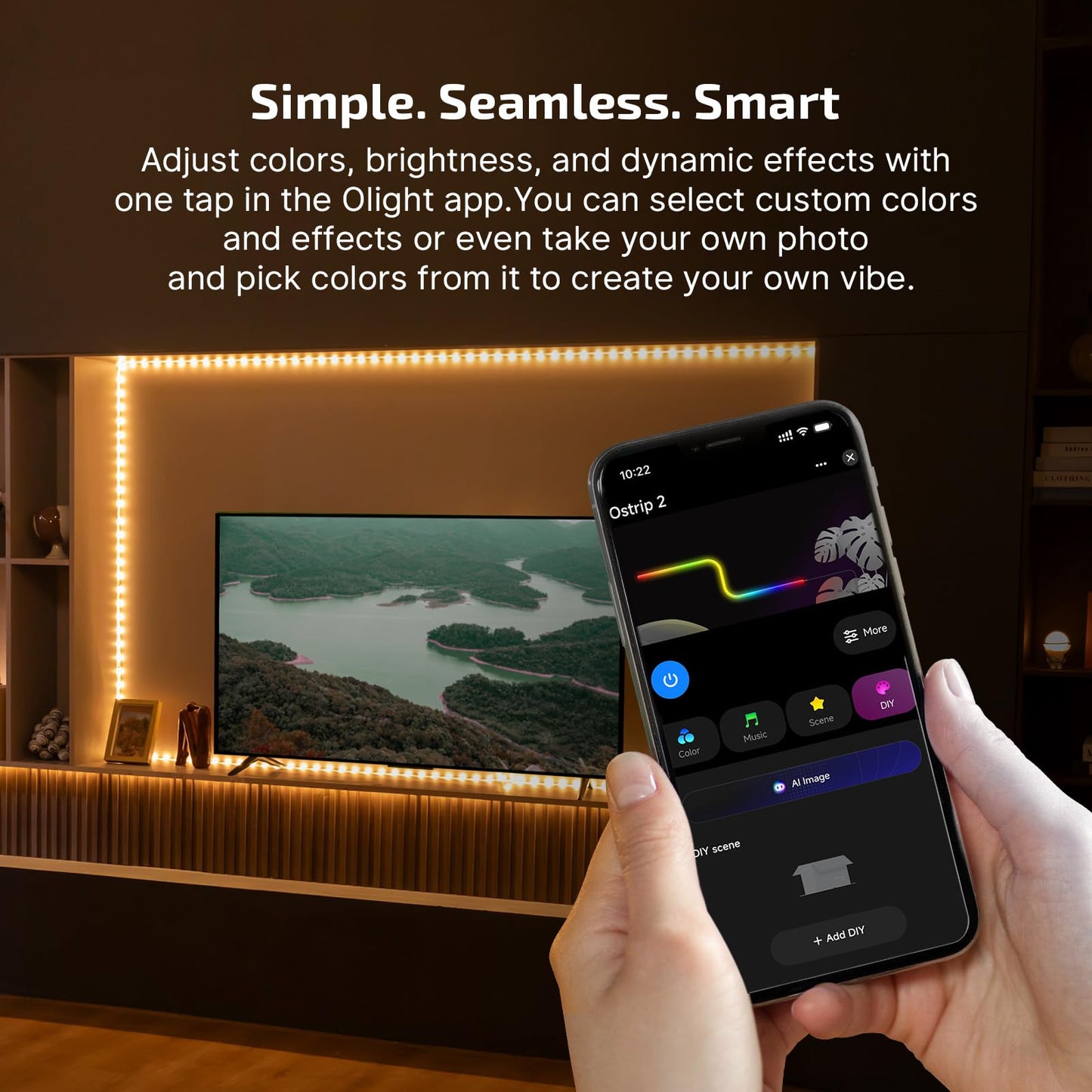 OLIGHT Ostrip 2 RGBIC LED Strip Light Bundle with Olantern Classic 2 Pro APP Control Camping Lantern