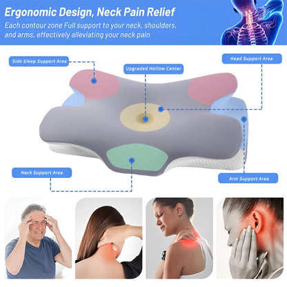 RUFOUS Orthopedic Cervical Pillow for Neck Pain Relief – Adjustable Contour Memory Foam, Dual-Height (4.3"/3.5"), Cooling Washable Cover, Orthopedic Neck Support for Side & Back Sleepers