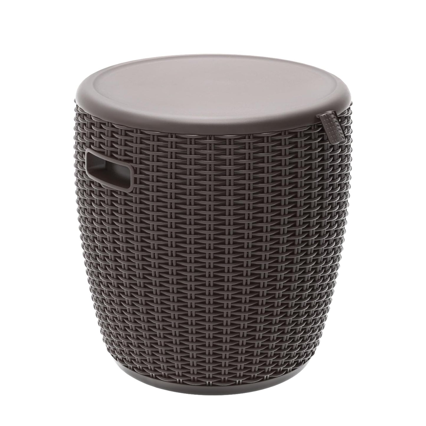 Outdoor Ice Cooler Side Table, 9.5 Gallon Beer and Wine Cooler for Patio Party, Portable Bar Table Rattan Pattern Round Portable Ice Chest, Patio Furniture & Beverage