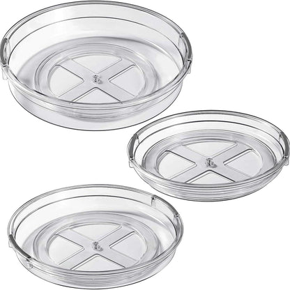 LAMU 3 Pack Lazy Susan Organizer Turntable for Cabinet, Rotating Condiment Organizer for Kitchen Pantry Organizers and Storage, Table Top, Fridge, Countertop, Spice Organization, 9.25'' 10.6'' 12''