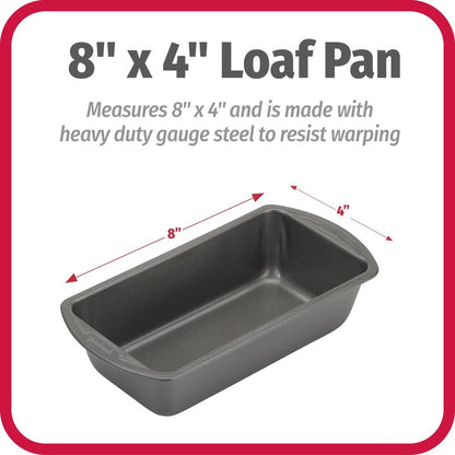 GoodCook Nonstick Loaf Pan Heavy-Duty Steel Bakeware with Easy-Clean Non-Stick Coating, Oven & Dishwasher Safe Pan for Meatloaf Breads Cakes Brownies Lasagnas Casseroles & More, 8 x 4-Inch, Gray