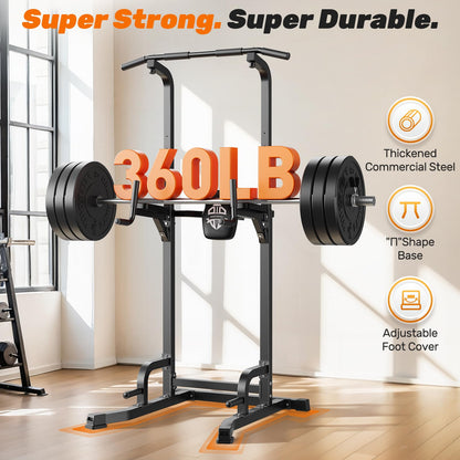 SPORTSROYALS Power Tower, Multi-Function Pull up Bar Dip Station with Upgraded Adjustable Foot Cover Equipment for Home Gym,360LBS