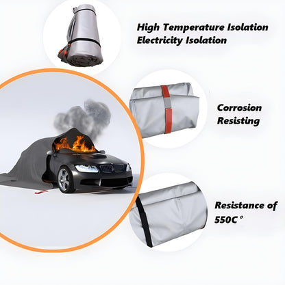 WORKKOOL Emergency Battery Blankets for Car,Fiberglass Fire Extinguisher Blanket,Survival Safety Fire Suppression Blanket for Electric/Fuel Vehicle Accidents with Carry Bag(13.12 * 19.7)